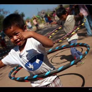 child with hoop