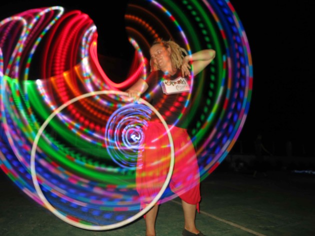 Swirls of colour with LED hoops
